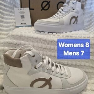 LOCI White and Tan High-Top Sneakers